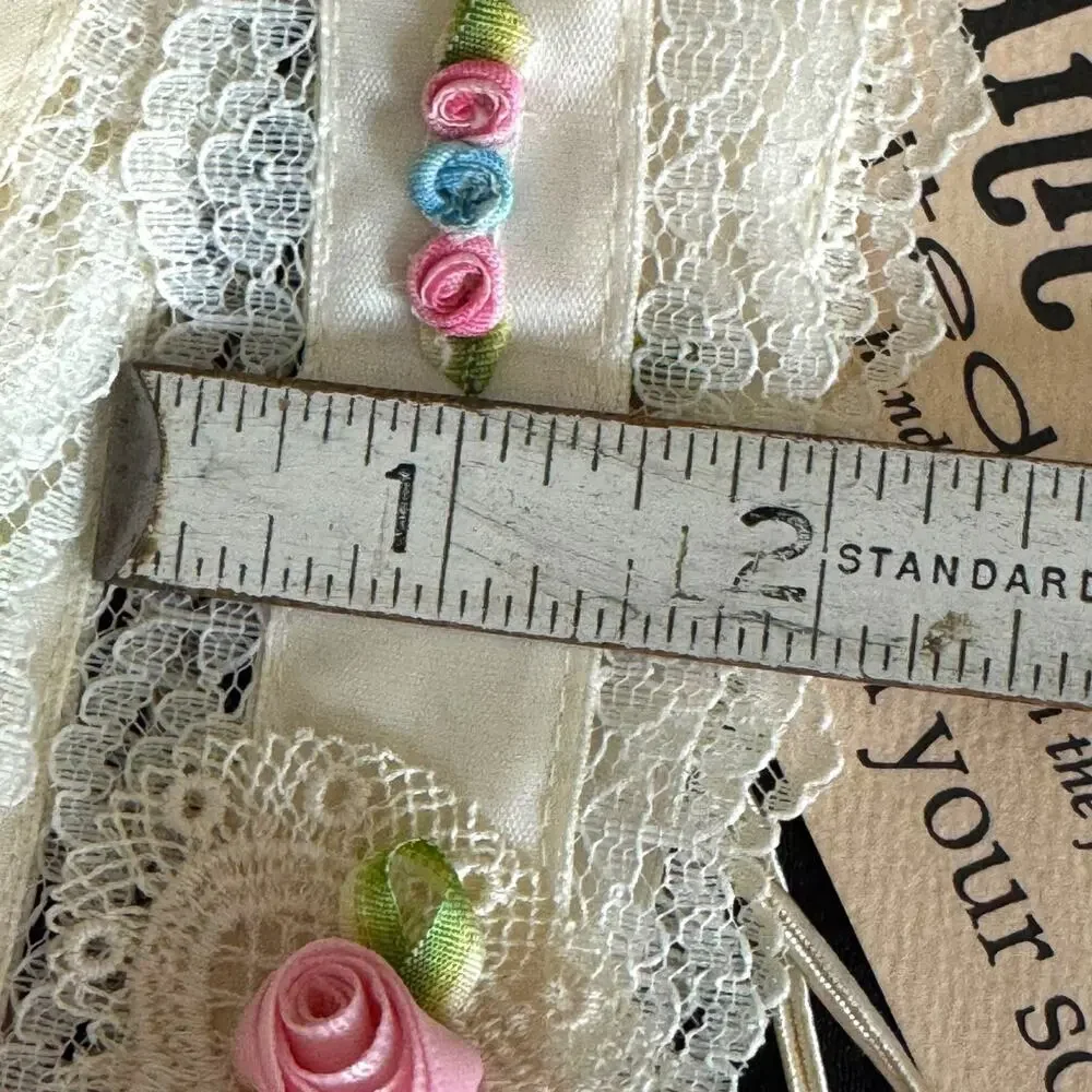 Bridal 1990s Lace Ribbon Choker Necklace Handmade by Anna Konya Vintage Wedding